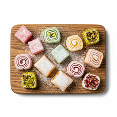 Colorful Assorted Turkish Delight Lokum Sweet Dessert Food Overhead View