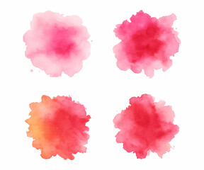 Pink and Red Watercolor Splash Set Abstract Artistic Background Collection