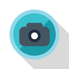 Camera app icon with a long shadow designed for modern digital interface