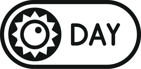 Ui element showing a sun icon and day text, representing a light mode setting