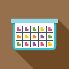 Calendar grid showing colorful marked days for scheduling and organizing tasks