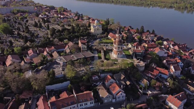 Drone view of Zemun, Belgrade, Serbia.