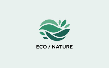 Eco nature logo with green leaf design and text