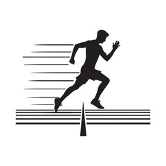 runner finishing line vector silhouette clip art logo design illustration. abstract runner icon set collection