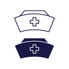 Obraz premium Nursing cap icons in different color variations with medical cross symbols