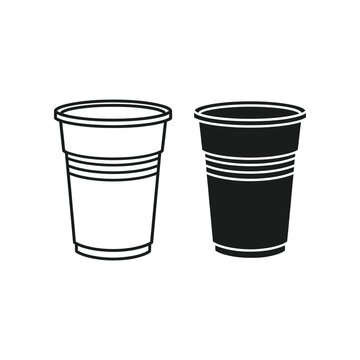 Comparison of a white and black disposable paper cup with horizontal ridges