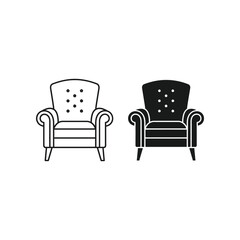 Fototapeta premium Two classic tufted armchairs facing each other in a minimalist style