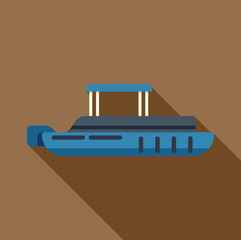 Blue pontoon boat watercraft vector illustration in modern flat design style with shadow © anatolir