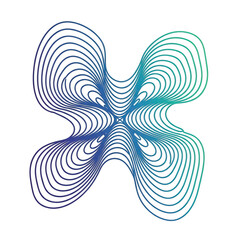 Intricate polar plot with symmetrical, flower-like contour lines radiating from the center isolated on transparent background