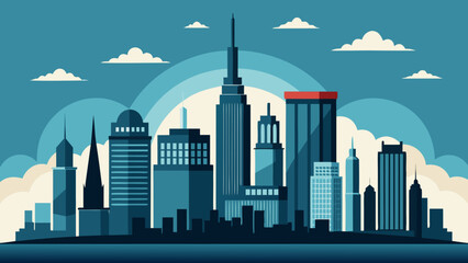 Modern cityscape with futuristic skyscrapers and clear blue skies Vector