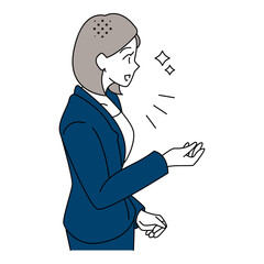 説明するビジネスウーマン横向きイラスト