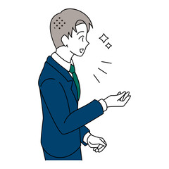 説明するビジネスマン横向きイラスト