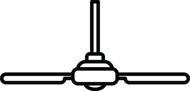 Outline drawing depicting a ceiling fan providing home cooling and airflow