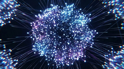 Futuristic network node creates high-quality data connections in a digital world.