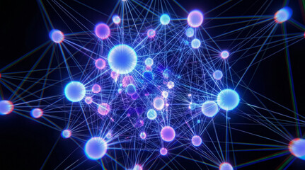 Modern glowing network connects nodes in cyberspace with futuristic feeling