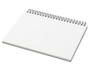 White spiral notebook with blank pages isolated on a transparent background