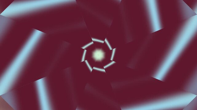 A geometric pattern featuring maroon and light blue shapes with a white background