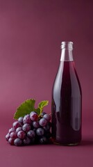 Fototapeta premium Generative AI Bottled Grape Juice with Fresh Fruit and Mint indicating freshness and natural