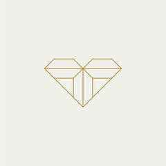 Heart shaped diamond line icon isolated on white. Luxury symbol suitable for fashion, jewelry, healthcare, cosmetics, spas and wellness related businesses.	
