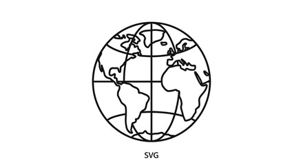 Global World Map Outline Globe Icon Vector Illustration