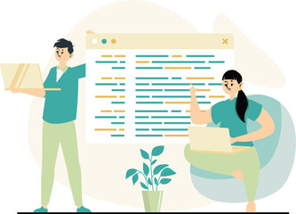 Modern Software Development and Web Engineering Illustration Set