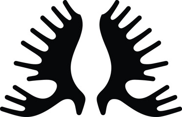 Obraz premium Moose Antlers Silhouette Isolated on White Background Minimal Black Wildlife Vector Illustration for Logo Branding and Outdoor Design