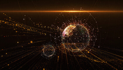 Digital Earth nodes glow with ethereal light in a network cinematic illustration