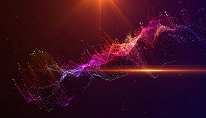 Elegant data stream flows with cinematic lighting on dark background abstract style