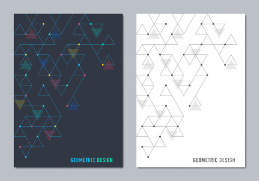 Abstract covers and brochures with geometric backgrounds of polygon shape patterns