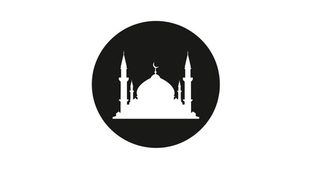 Obraz premium Mosque Silhouette Icon in Circle