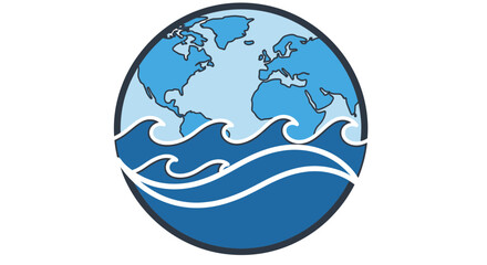 Planet Earth with Ocean Waves Graphic