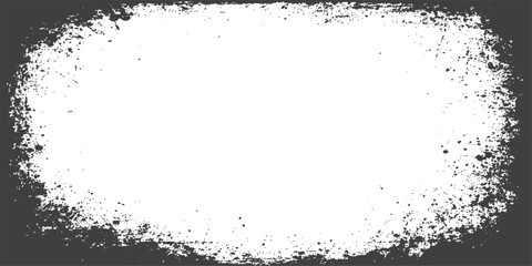 Abstract grunge frame design featuring black ink splat texture with liquid paint splashes and vector spray patterns on a dirty artistic border