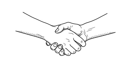 Fototapeta premium Hand drawn handshake illustration symbolizing agreement, partnership, and collaboration between