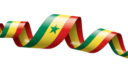 Senegalese flag ribbon waving freely in a symbolic representation of national pride and cultural identity