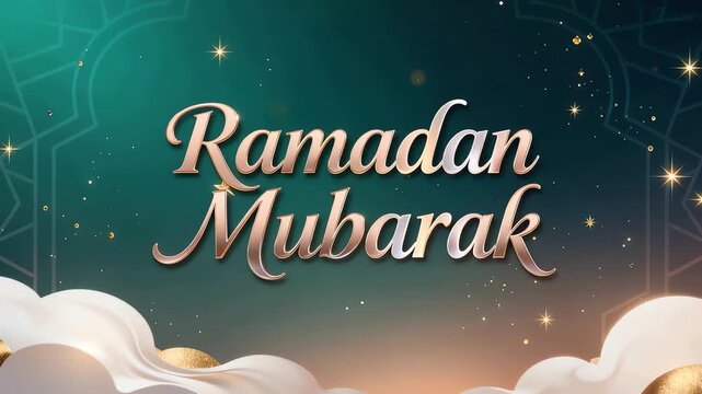 ramadan mubarak greeting animation with gold text and stars