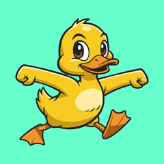 Happy Duck Illustration Character Vector Logo Template