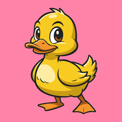 Cute Duck Illustration Character Vector Logo Template