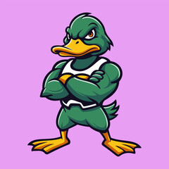 Angry Duck Illustration Character Vector Logo Template