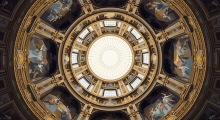 Elegant dome ceiling with geometric patterns and detailed architectural features