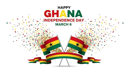Fototapeta premium Ghana independence day celebration with confetti and flag colors