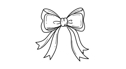 Elegant hand-drawn bow illustration perfect for decoration and design elements, a classic touch