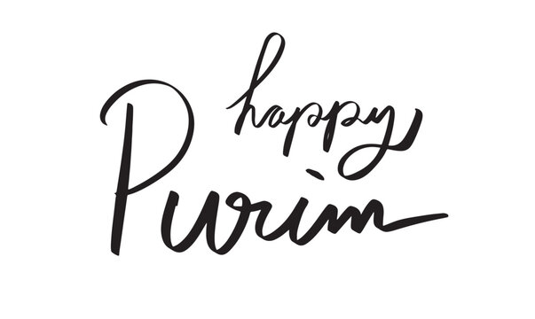 Happy purim text font calligraphy hand written lettering script black color object icon carnival holiday celebration party event happy prim masquerade mask jewish traditional event march month march 