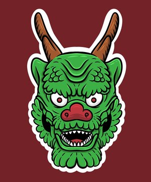 Dragon Japanese Mask Sticker