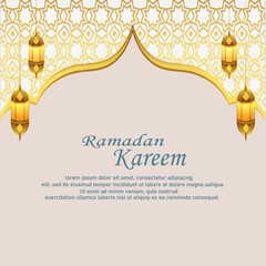 Elegant Ramadan Kareem Card Design with Lanterns and Stars
