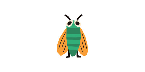 Cicada insect cutout animal flying paper children. Playful cicada artwork for kids posters and stickers.