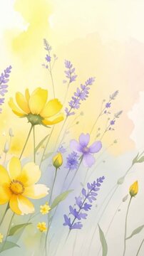 Wiesenblumen in Pastellgelb und Flieder
