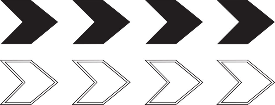 Arrow and chevron direction icon set with solid and outline styles for navigation, interface, and movement concepts