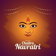 Vector illustration of Happy chaitra Navratri wishes greeting card, happy navratri