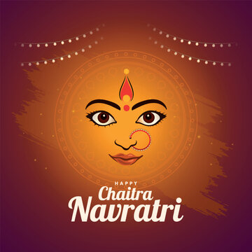 Vector illustration of Happy chaitra Navratri wishes greeting card, happy navratri