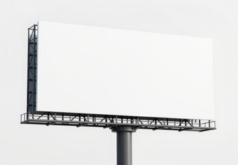 Obraz premium Blank Billboard Ready for Advertising Mockup, Outdoor Advertising Structure Against a Neutral Background, Perfect for Marketing Campaigns